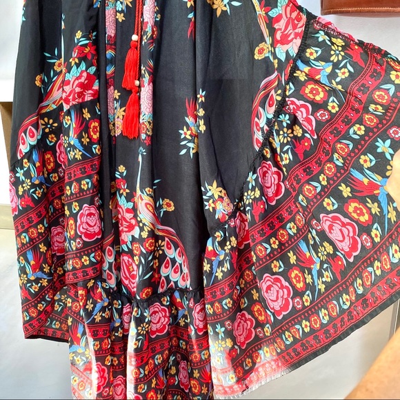 BOHO duster dress/top with peacocks - Picture 9 of 12